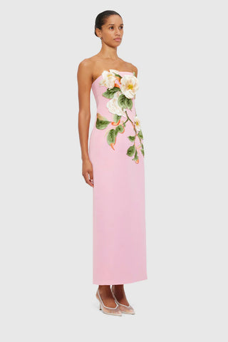 Leo Lin Rayna Appliqué Floral Bustier Maxi Dress - Camelia Print
