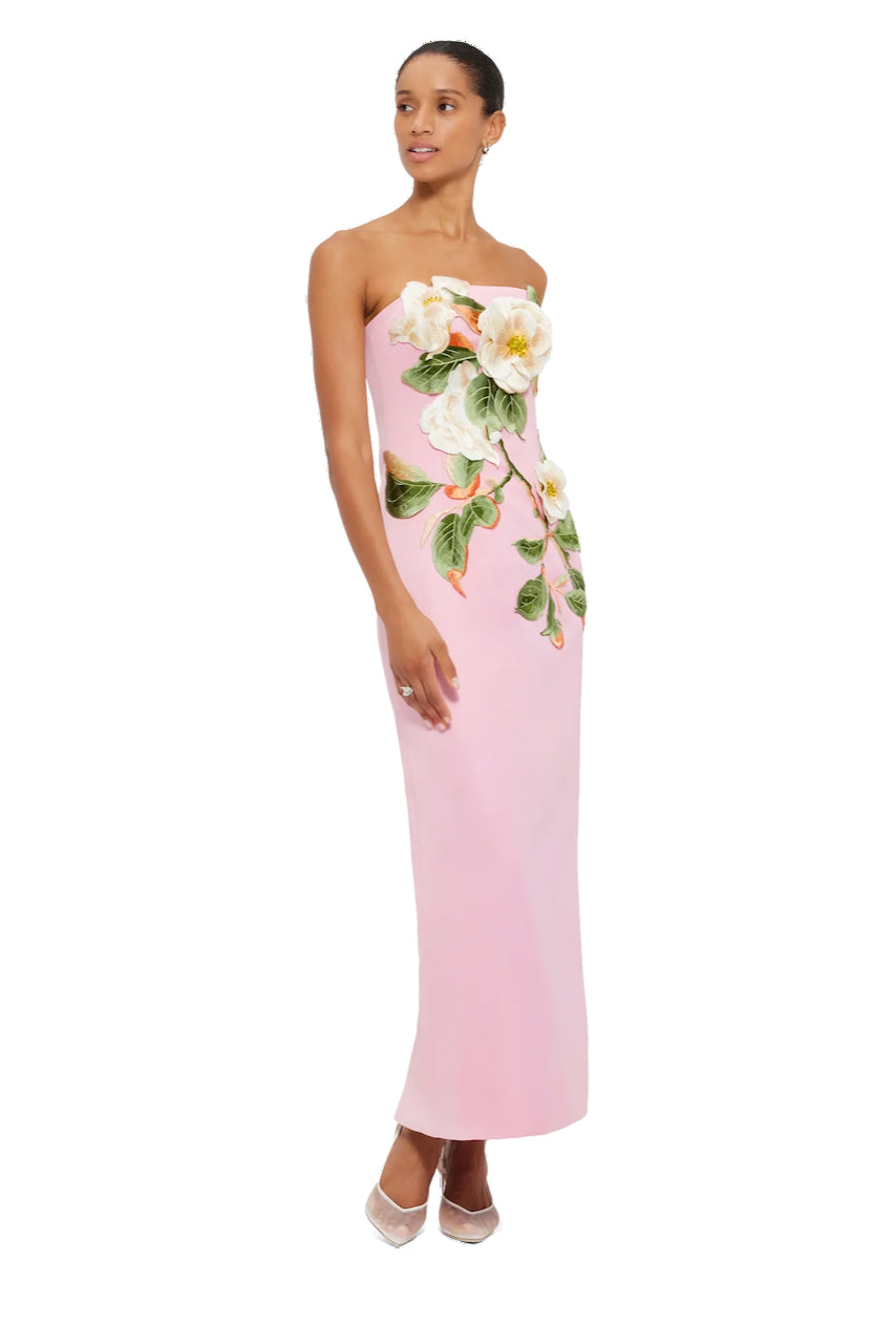 Leo Lin Rayna Appliqué Floral Bustier Maxi Dress - Camelia Print