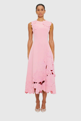 Leo Lin Cleo Appliqué Sleeveless Midi Dress - Flamingo