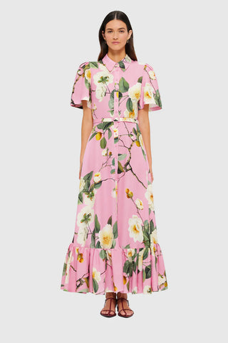 Leo Lin Becca Short Sleeve Midi Dress - Camelia Print