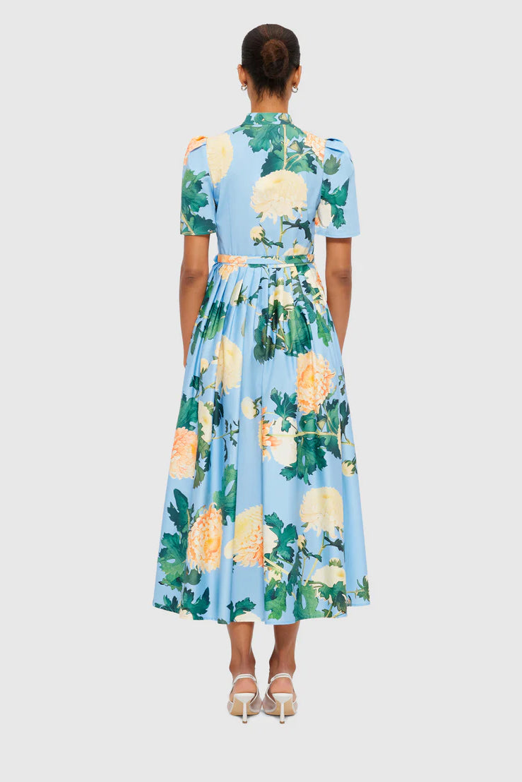 Leo Lin Bianca Short Sleeve Midi Dress - Hydrangea in Cornflower Blue