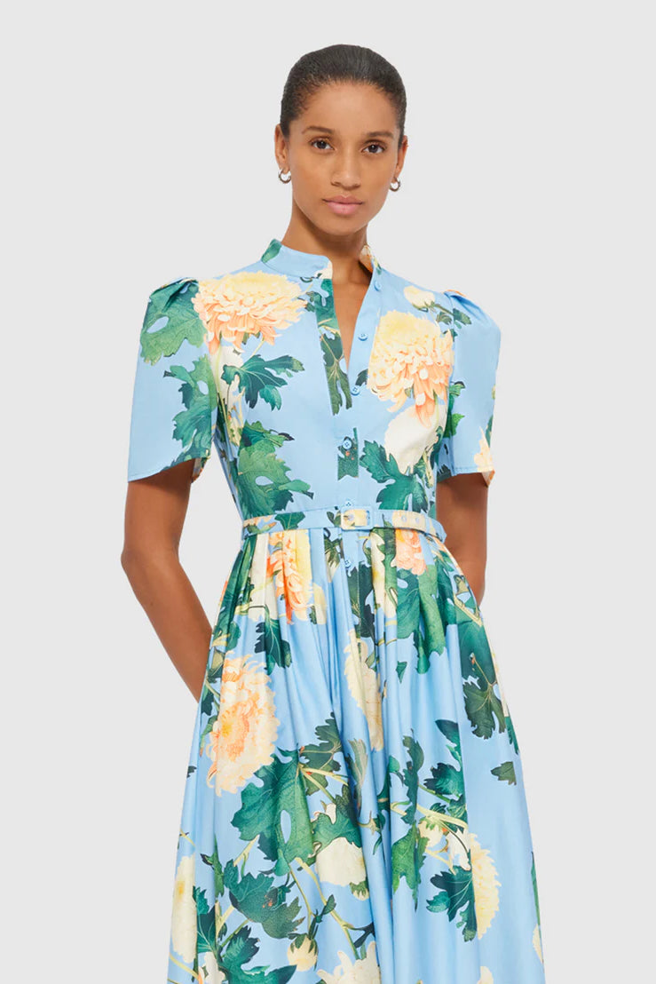 Leo Lin Bianca Short Sleeve Midi Dress - Hydrangea in Cornflower Blue - Dress Hire AU Leo Lin Bianca Short Sleeve Midi Dress - Hydrangea in Cornflower Blue - Dress Hire AU