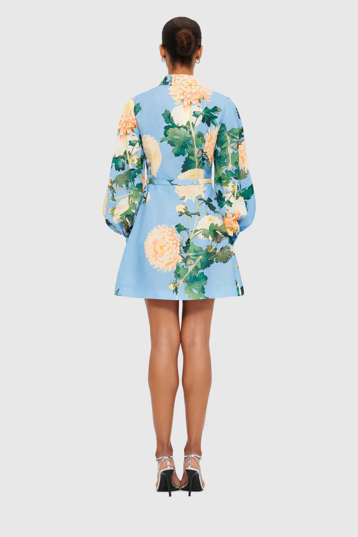 Leo Lin Luminous Linen Mini Dress - Hydrangea in Cornflower Blue