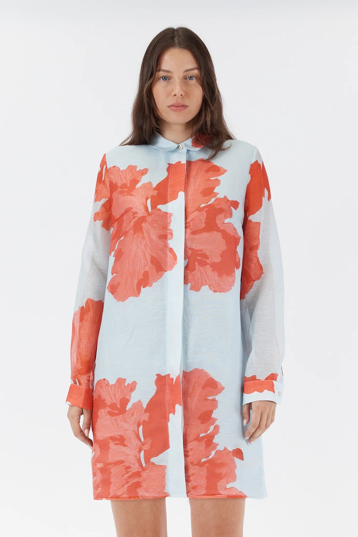 Sofia Irina Nada Oversized Shirt Dress - Red Floral