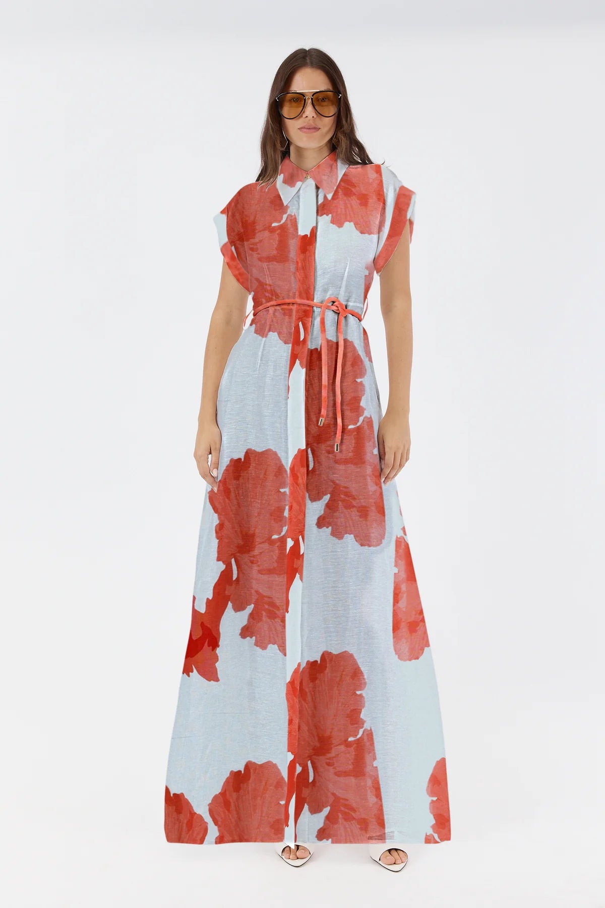Sofia Irina Leanne Maxi Shirt Dress - Red Floral
