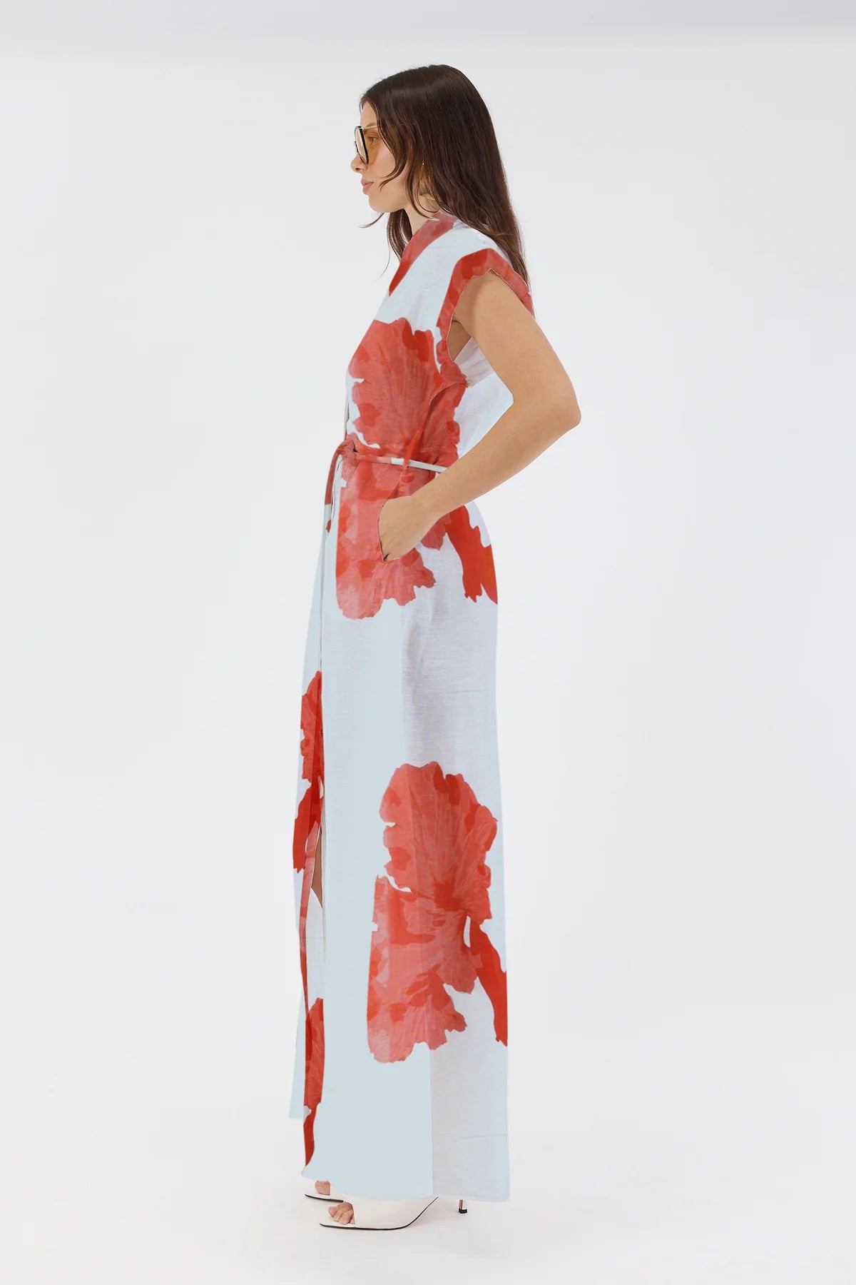 Sofia Irina Leanne Maxi Shirt Dress - Red Floral