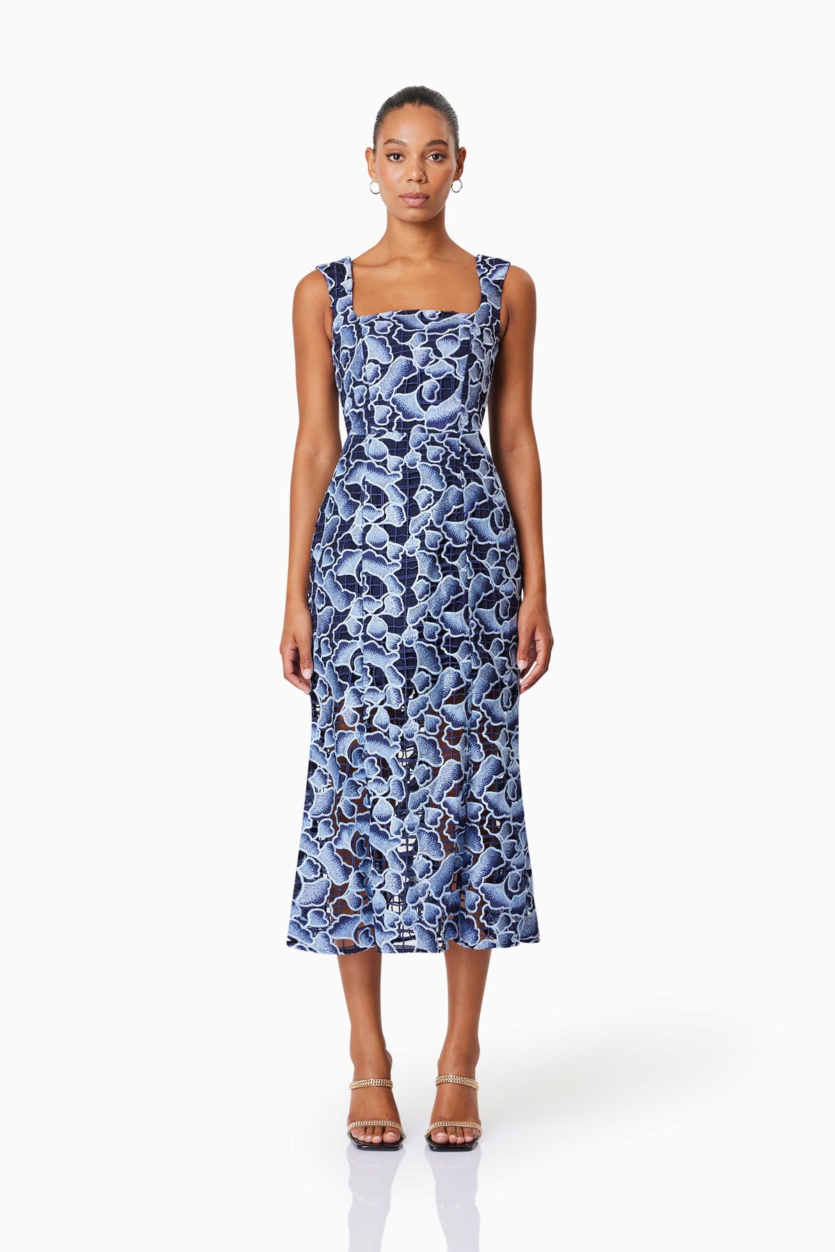 Elliatt Mila Midi Dress - Navy Multi - Dress Hire AU Elliatt Mila Midi Dress - Navy Multi - Dress Hire AU