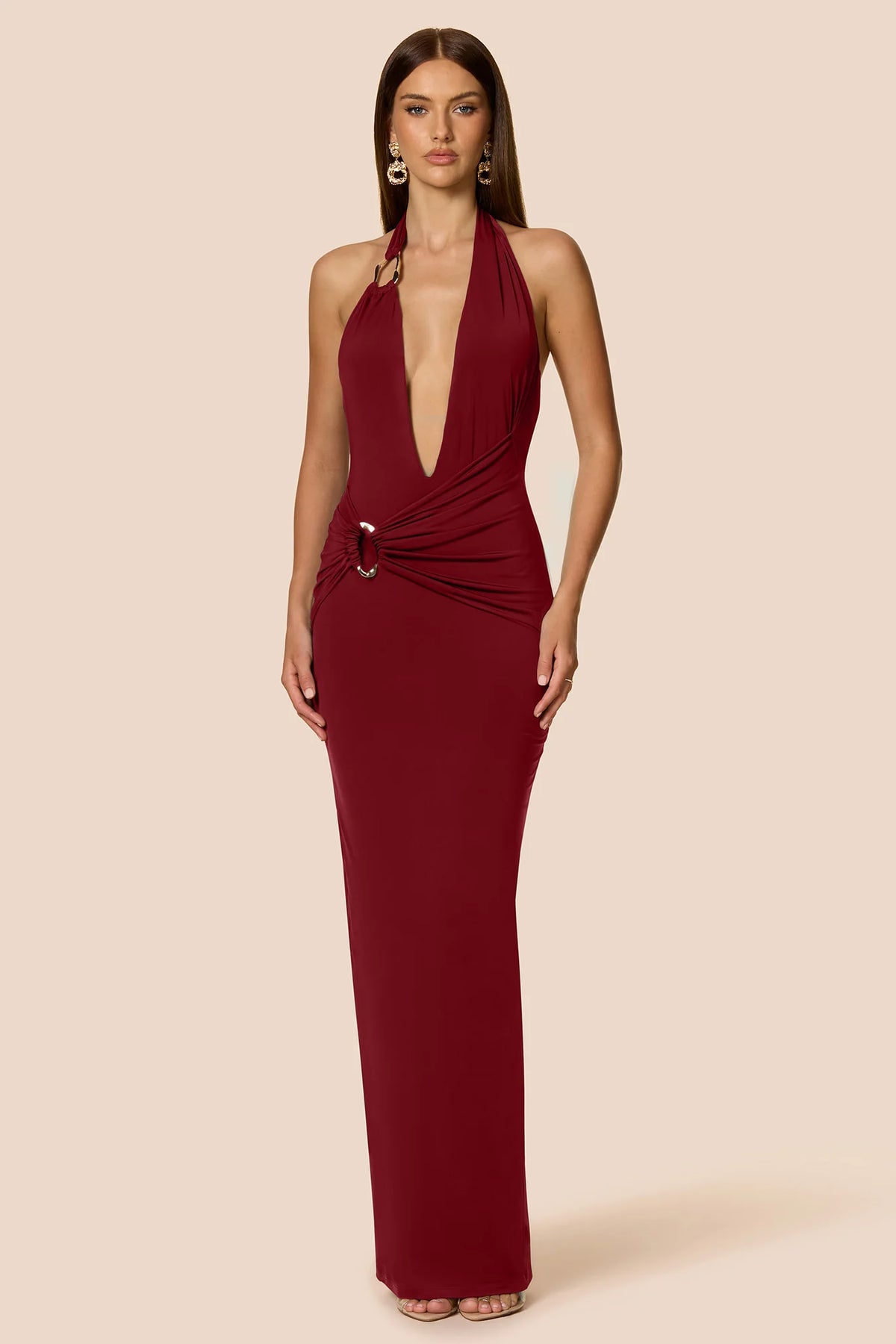 Nookie Leonie Halter Maxi Dress - Rouge