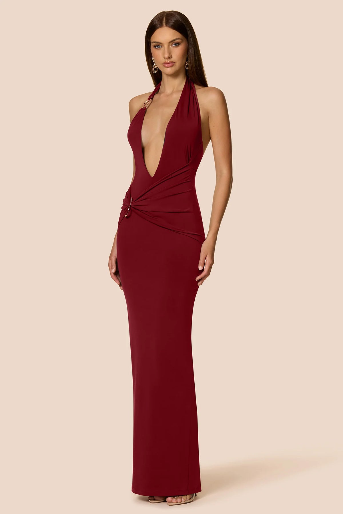 Nookie Leonie Halter Maxi Dress - Rouge