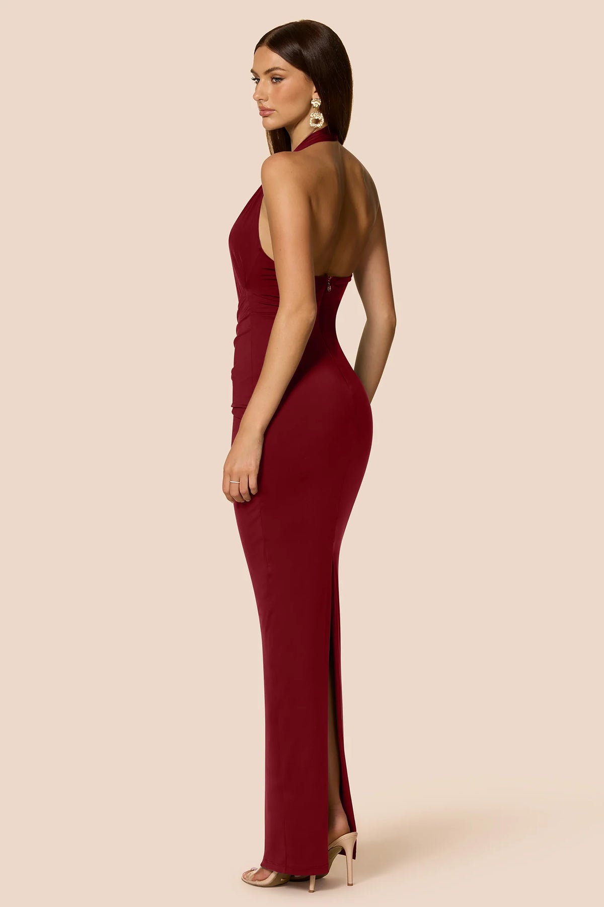 Nookie Leonie Halter Maxi Dress - Rouge