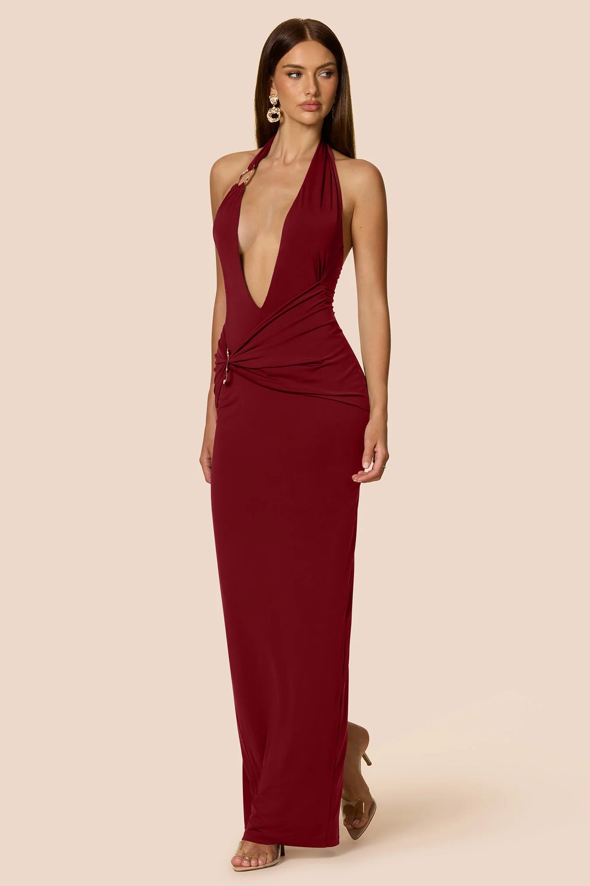 Nookie Leonie Halter Maxi Dress - Rouge
