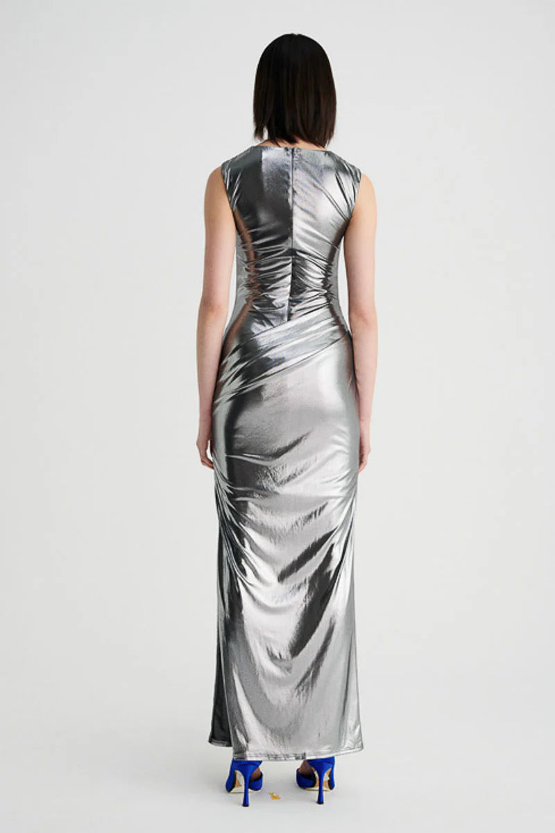 Suboo Nova Draped Maxi Dress - Gunmetal