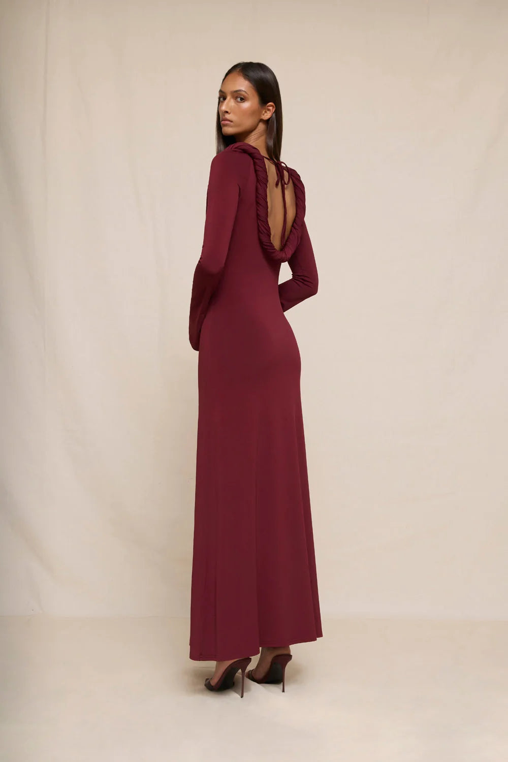 By Johnny Odette Jersey Maxi  Dress - Burgundy