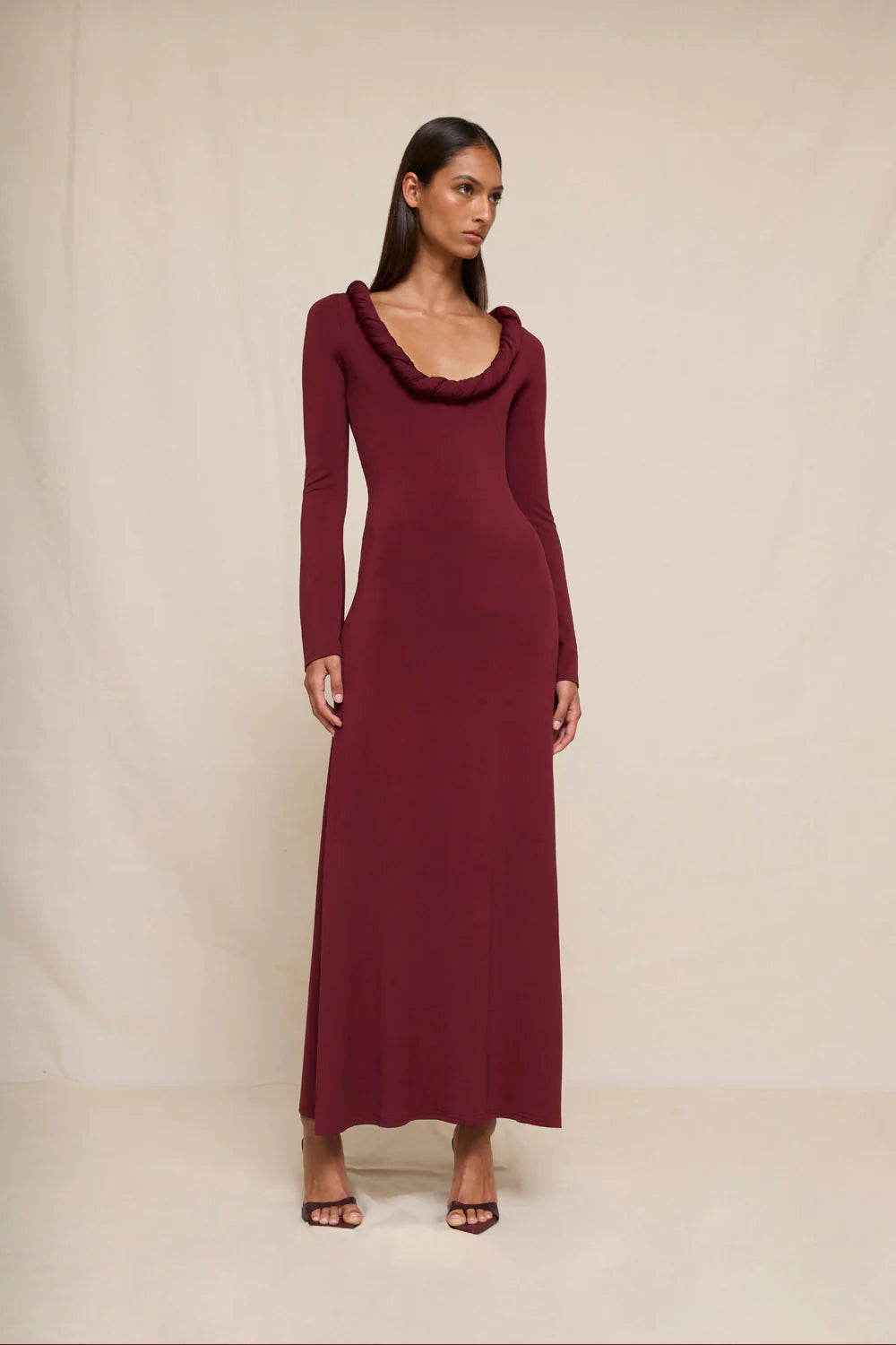 By Johnny Odette Jersey Maxi  Dress - Burgundy