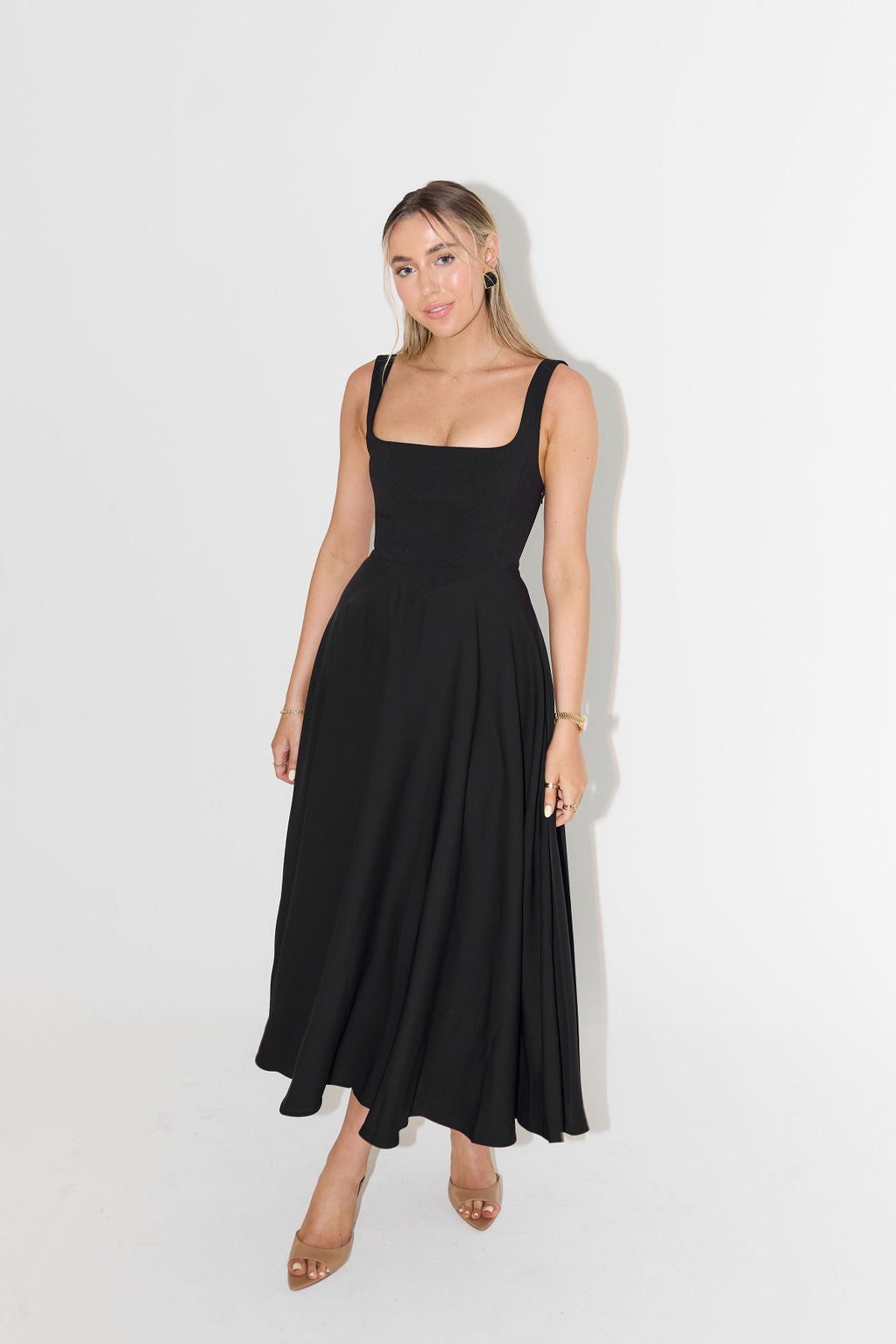 Odd Muse The Ultimate Muse High Waist Square Neck Midi Dress Black Dress Hire AU