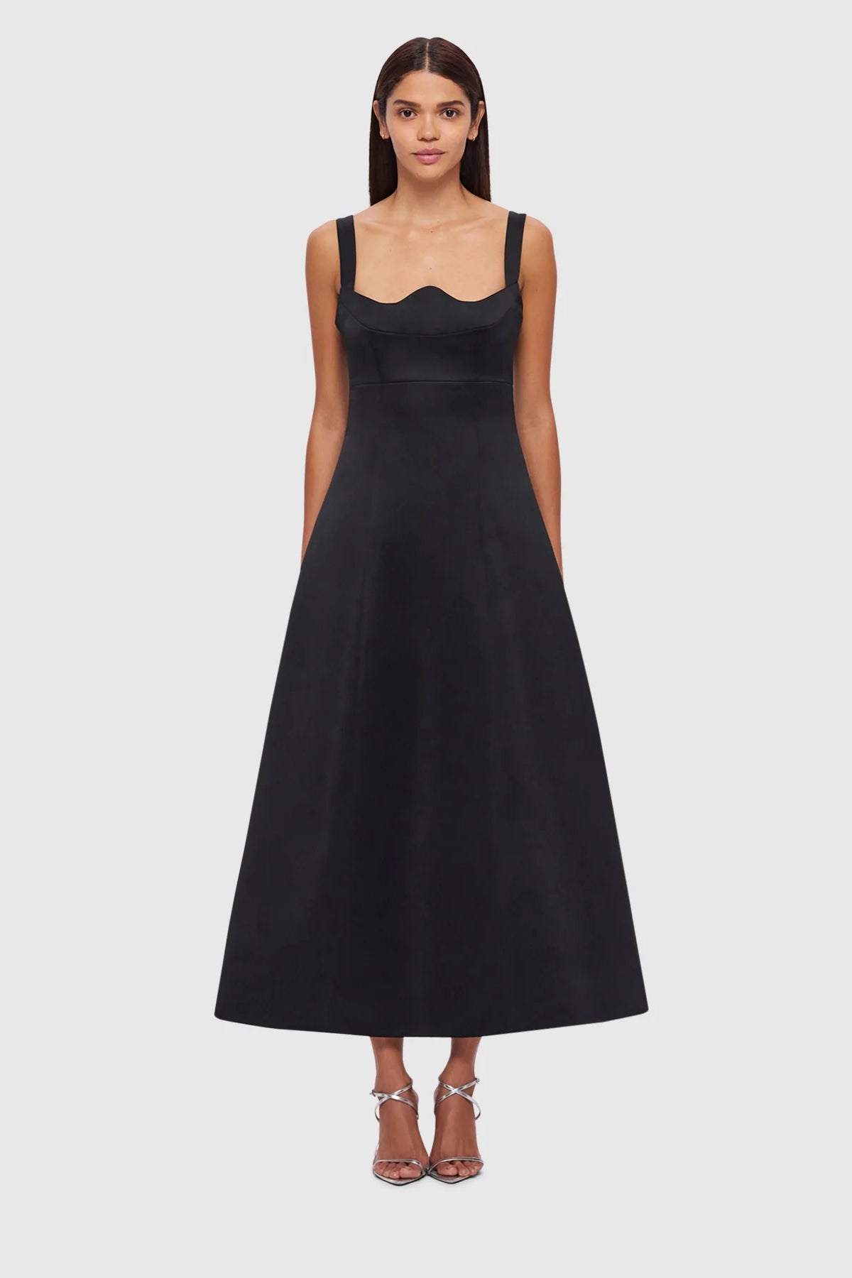 linen blend cut out dress Kaia Linen Blend Cut Out Midi Dress | MARISSA WEBB main image 0