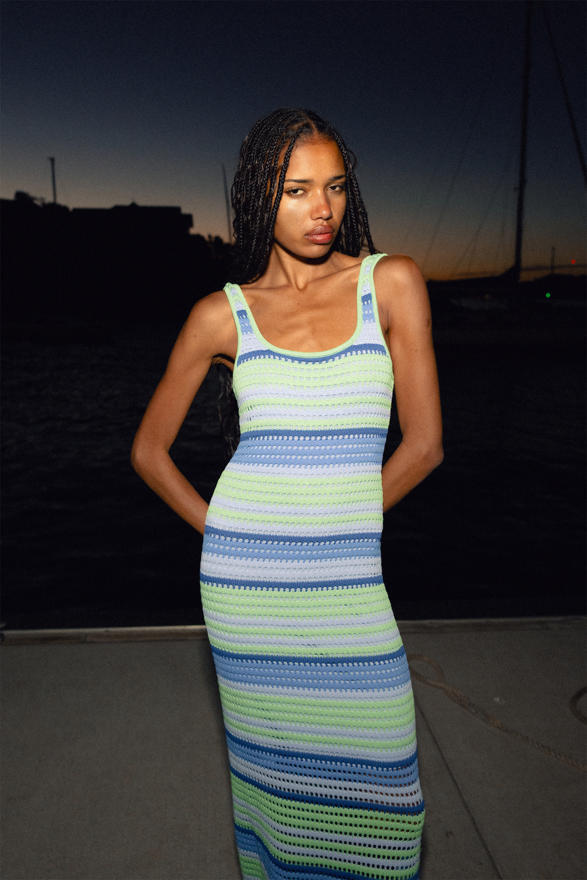 The Wolf Gang Maris Maxi Dress - Ice Stripe