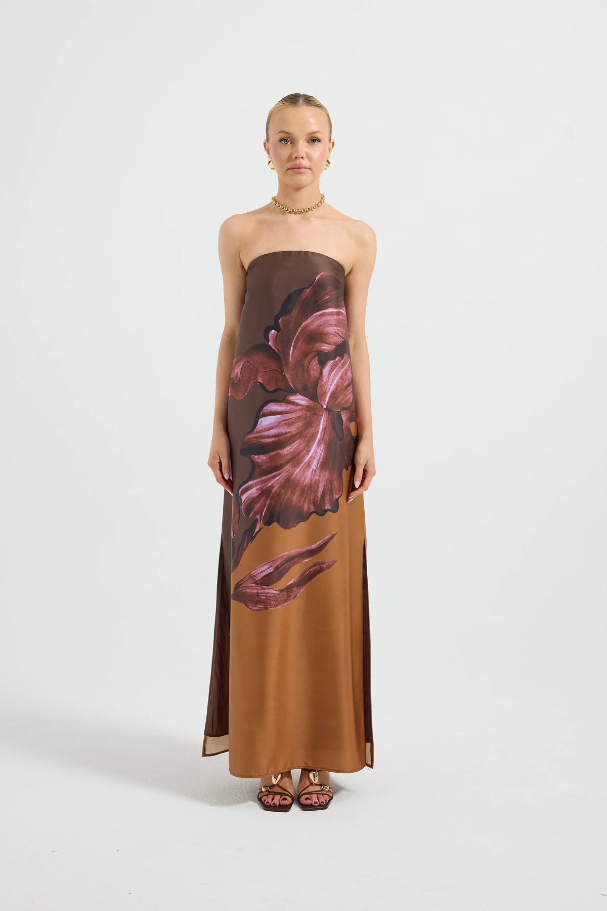 Pasduchas Moonflower Column Maxi Dress - Fudge Floral