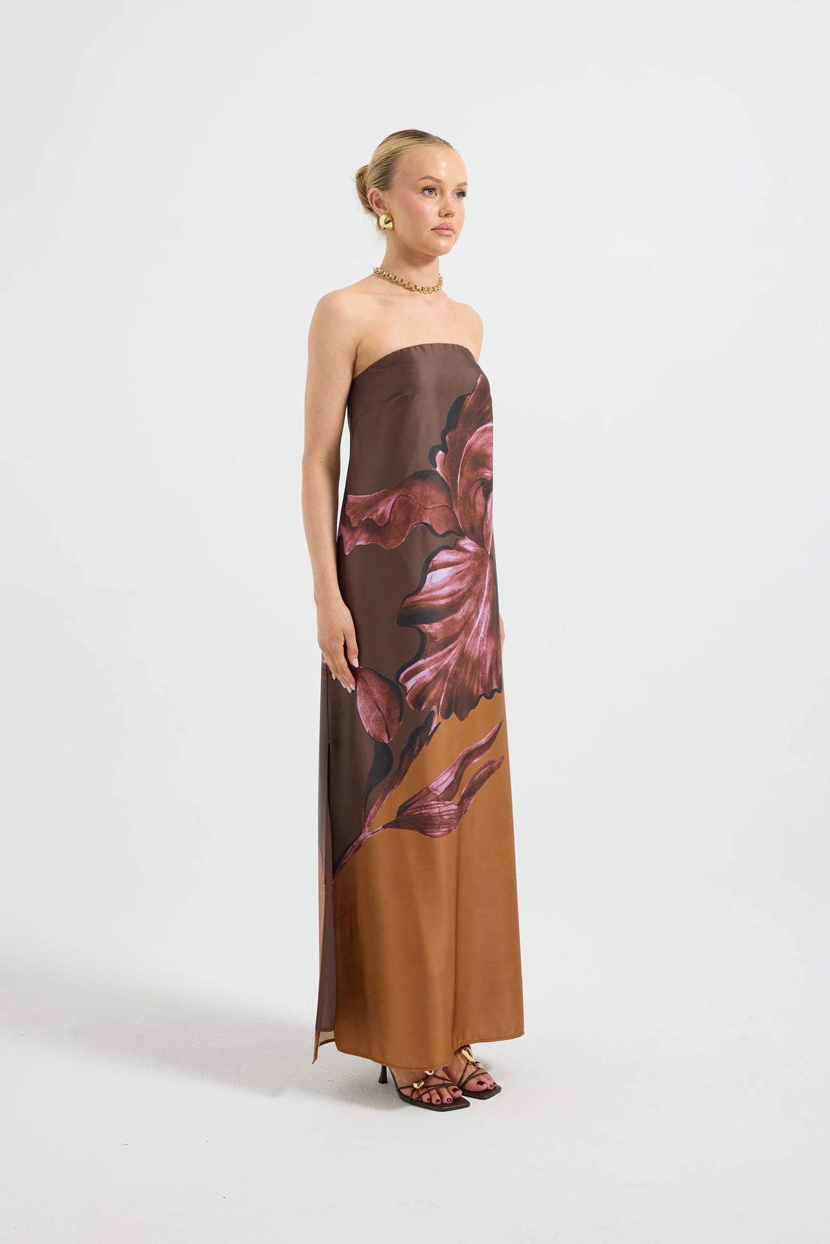 Pasduchas Moonflower Column Maxi Dress - Fudge Floral