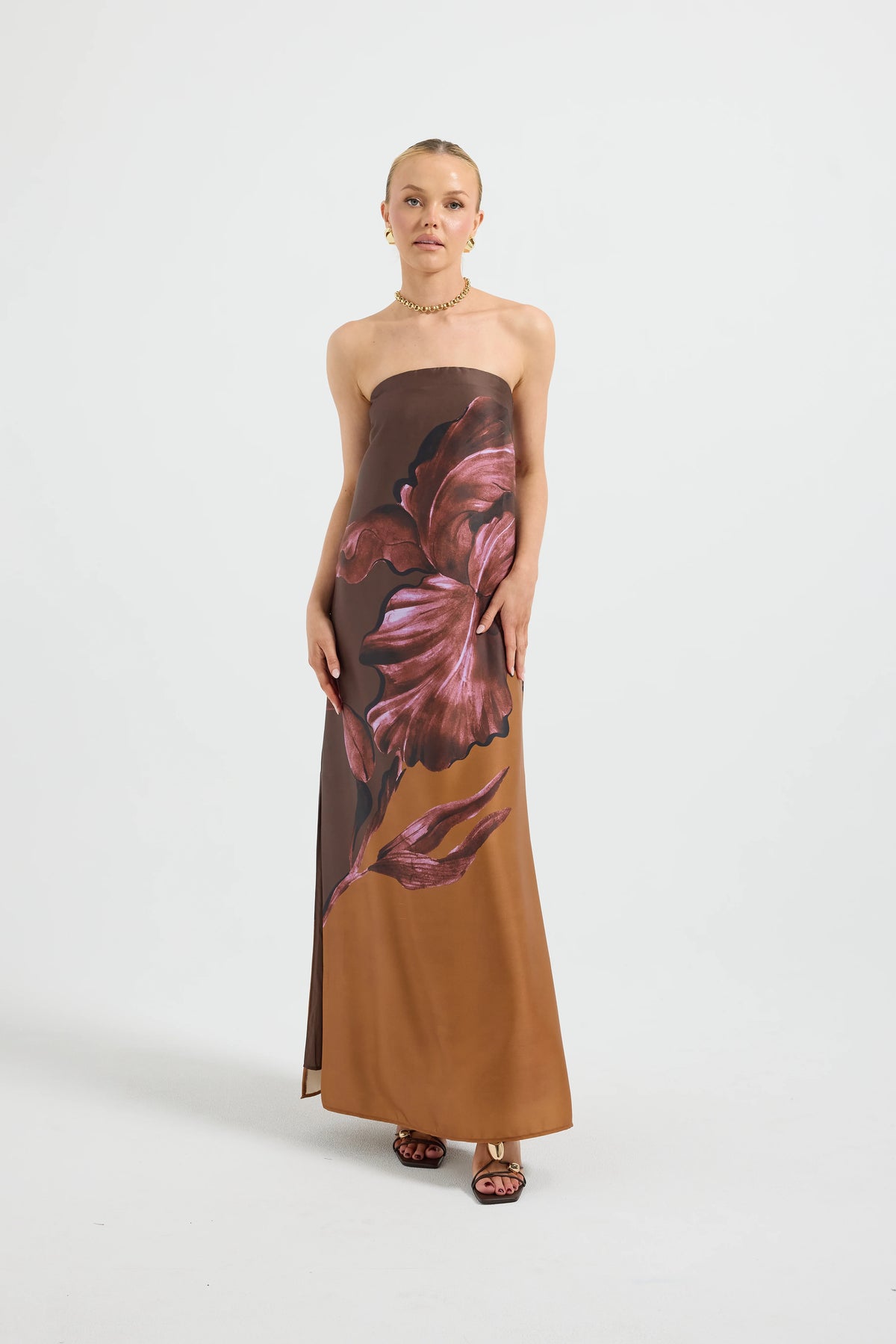 Pasduchas Moonflower Column Maxi Dress - Fudge Floral