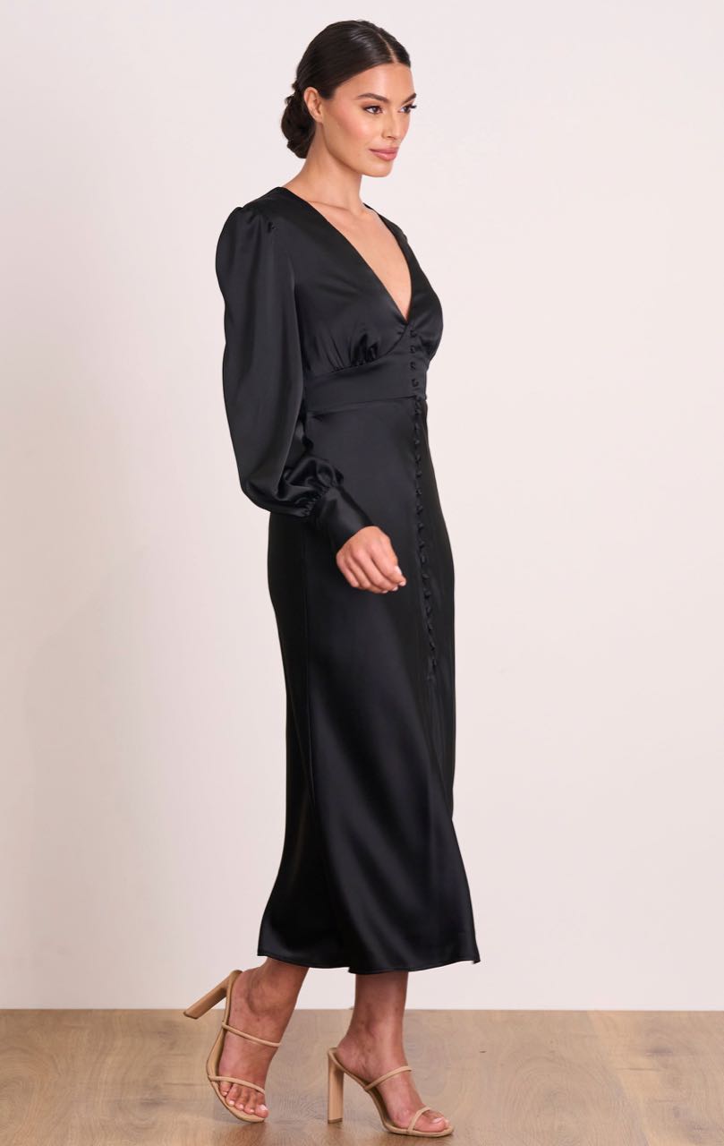 Pasduchas Illuminate Button Midi Dress - Black
