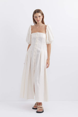 Pasduchas Bounty Button Midi Dress - Cloud