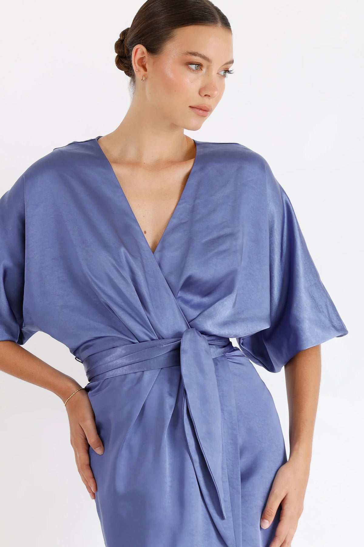 Pasduchas First Light Wrap Midi Dress - Cornflour