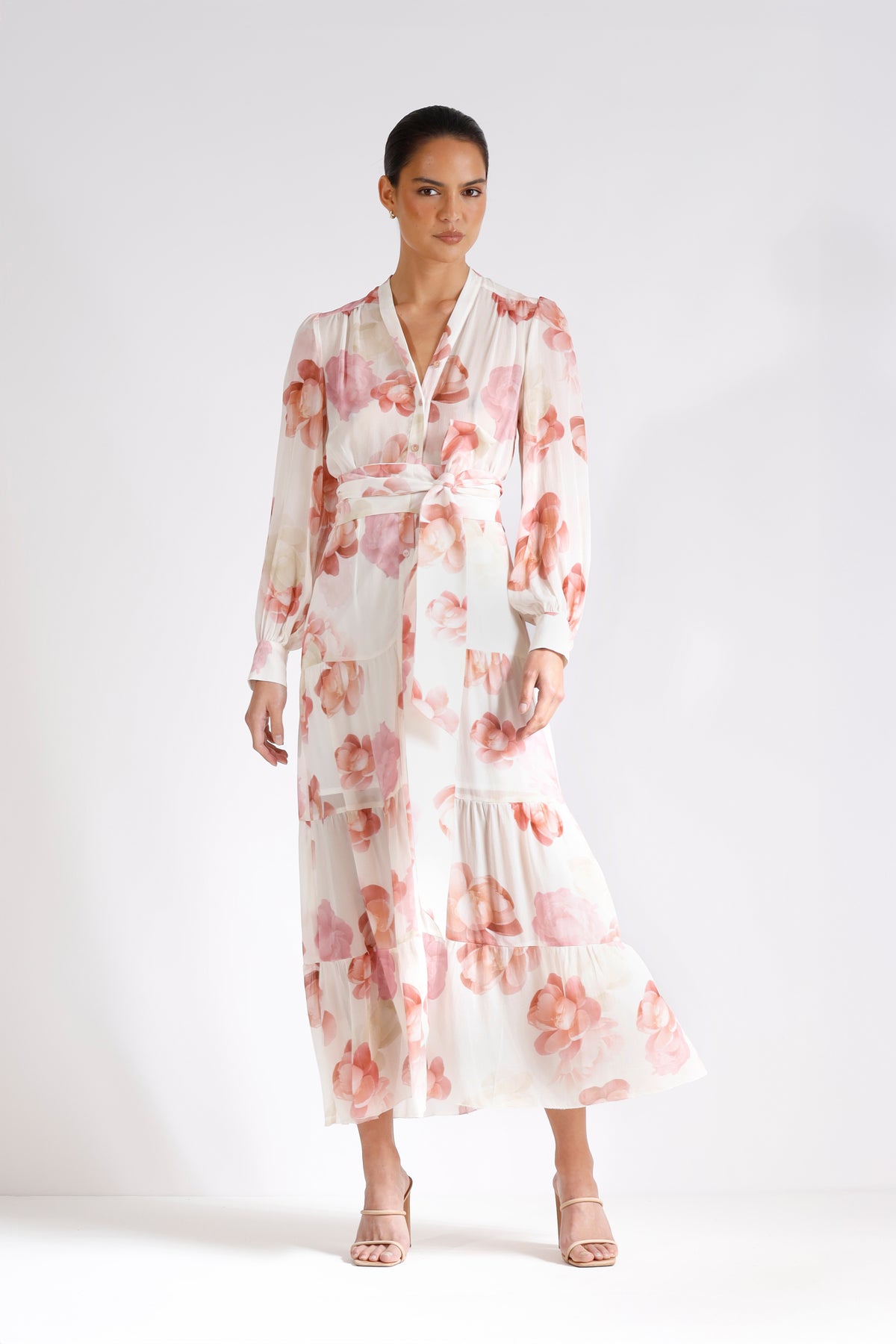 Pasduchas Memoirs Shirt Midi Dress - Pink Floral