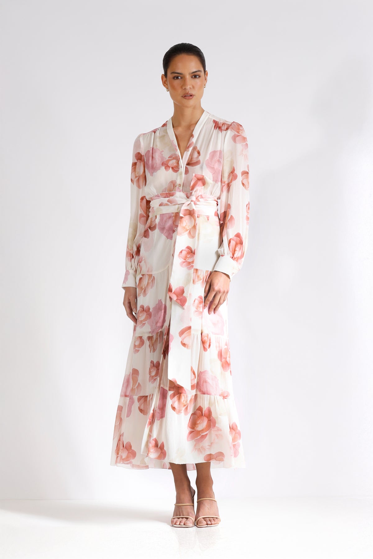 Pasduchas Memoirs Shirt Midi Dress - Pink Floral