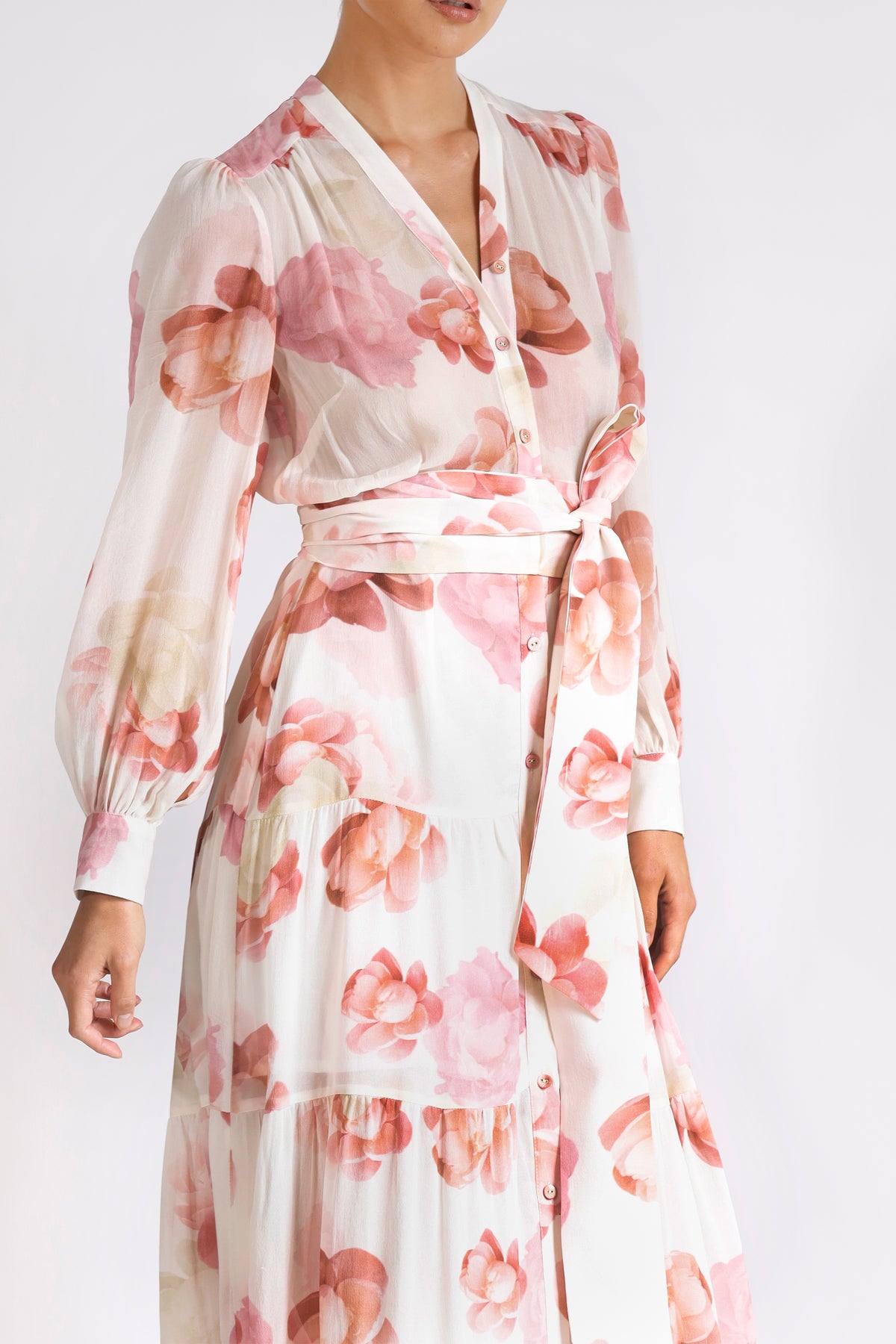 Pasduchas Memoirs Shirt Midi Dress - Pink Floral