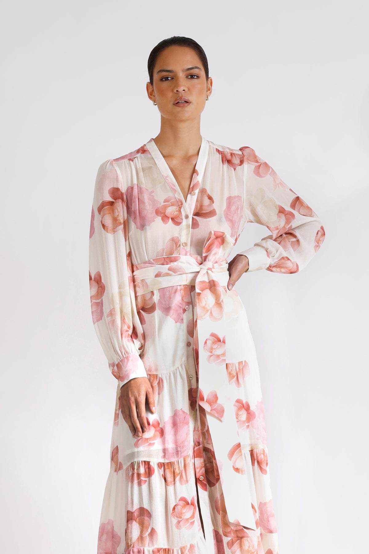 Pasduchas Memoirs Shirt Midi Dress - Pink Floral