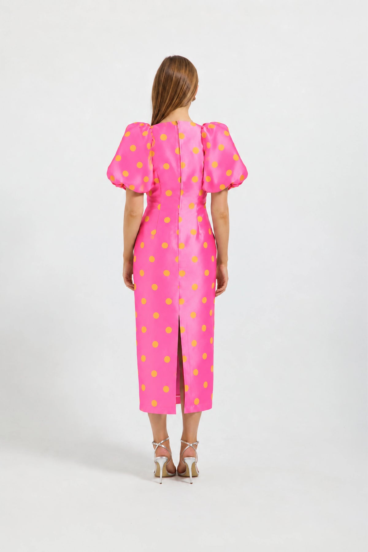 Pasduchas Dottie Sleeve Midi Dress - Pink/Mango
