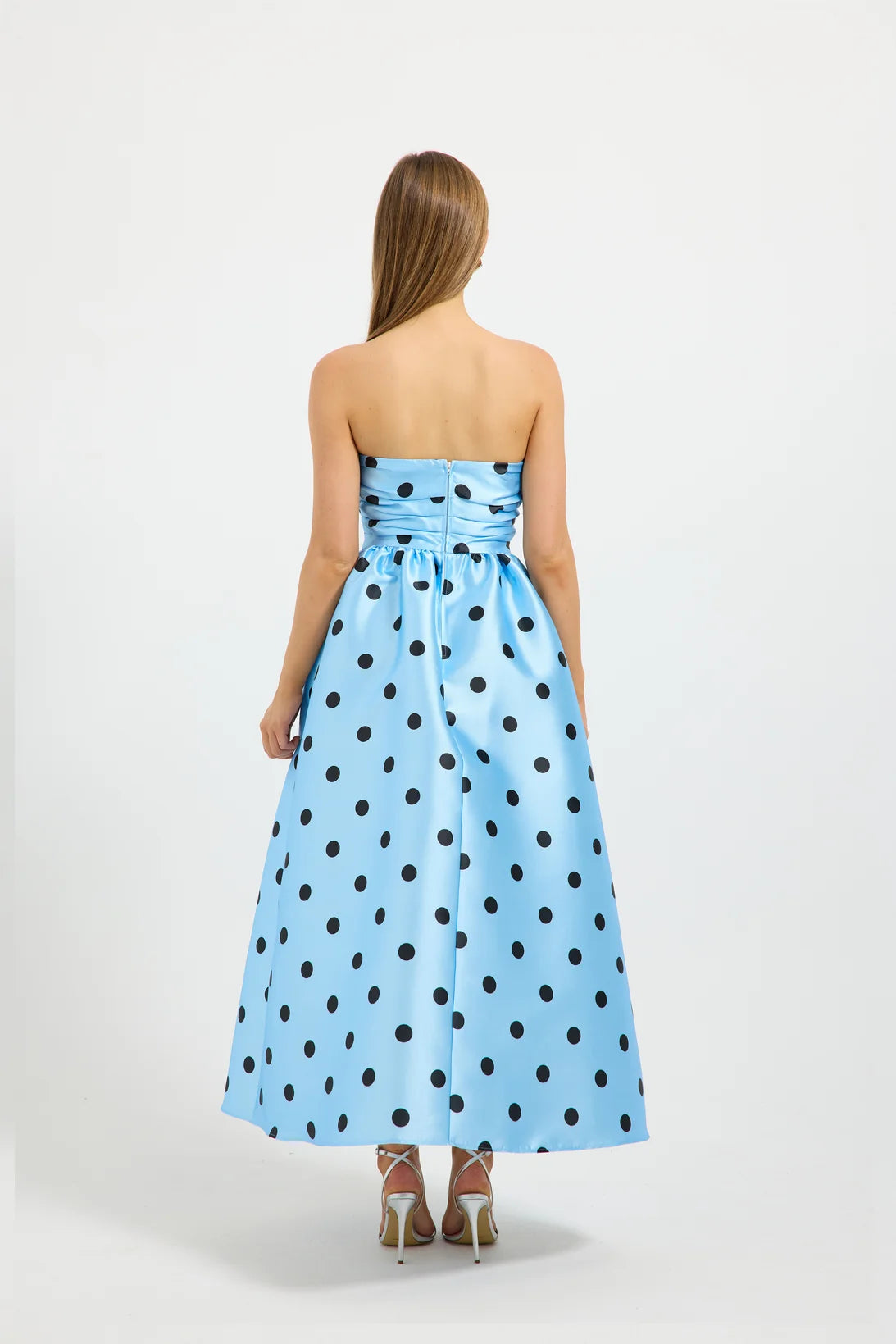 Pasduchas Dottie Strapless Midi Dress - Bluebell/Black