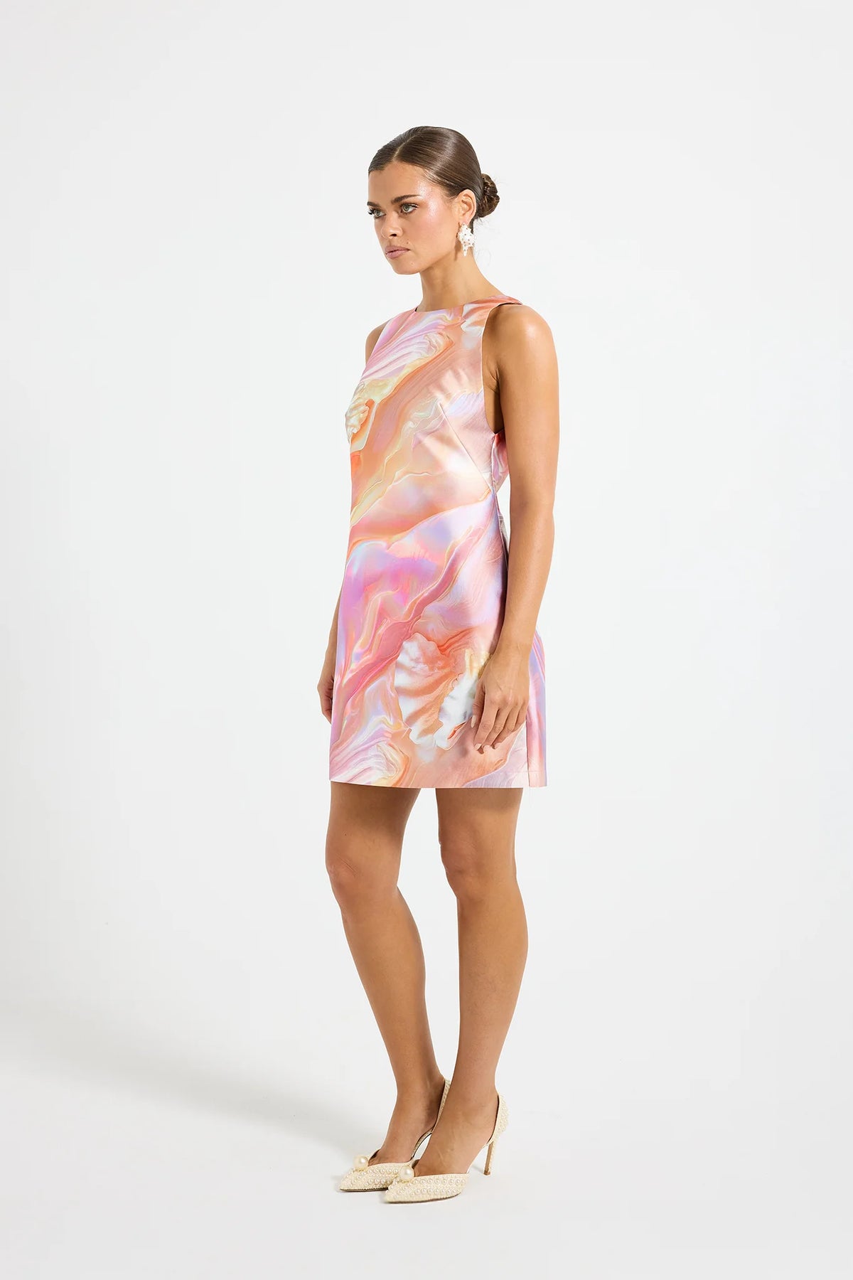 Pasduchas Siren Shift Mini Dress - Pearl
