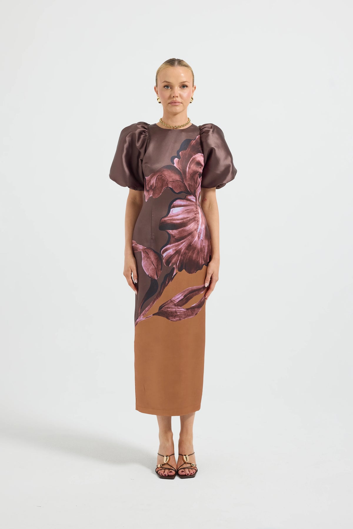 Pasduchas Wildbloom Sleeve Midi Dress - Fudge Floral