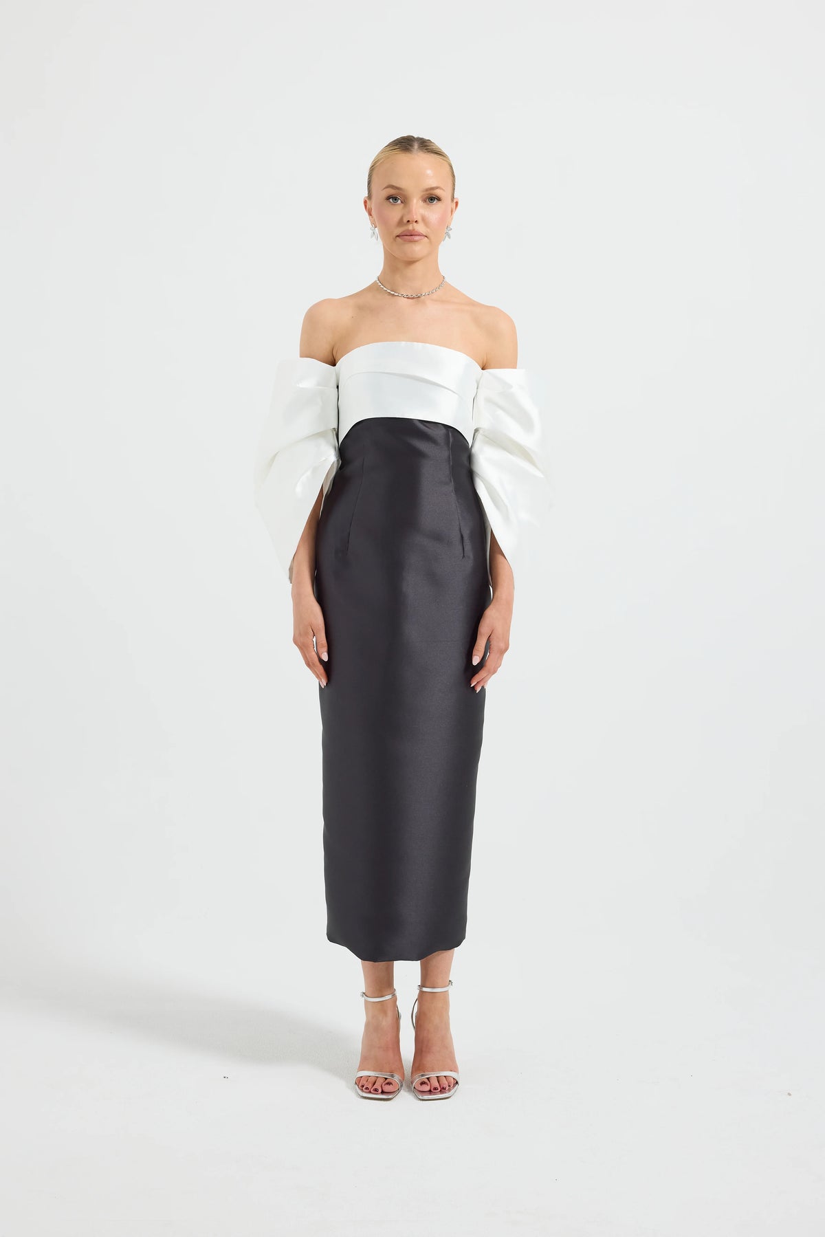 Pasduchas Matilda Shoulder Midi Dress - Black/White