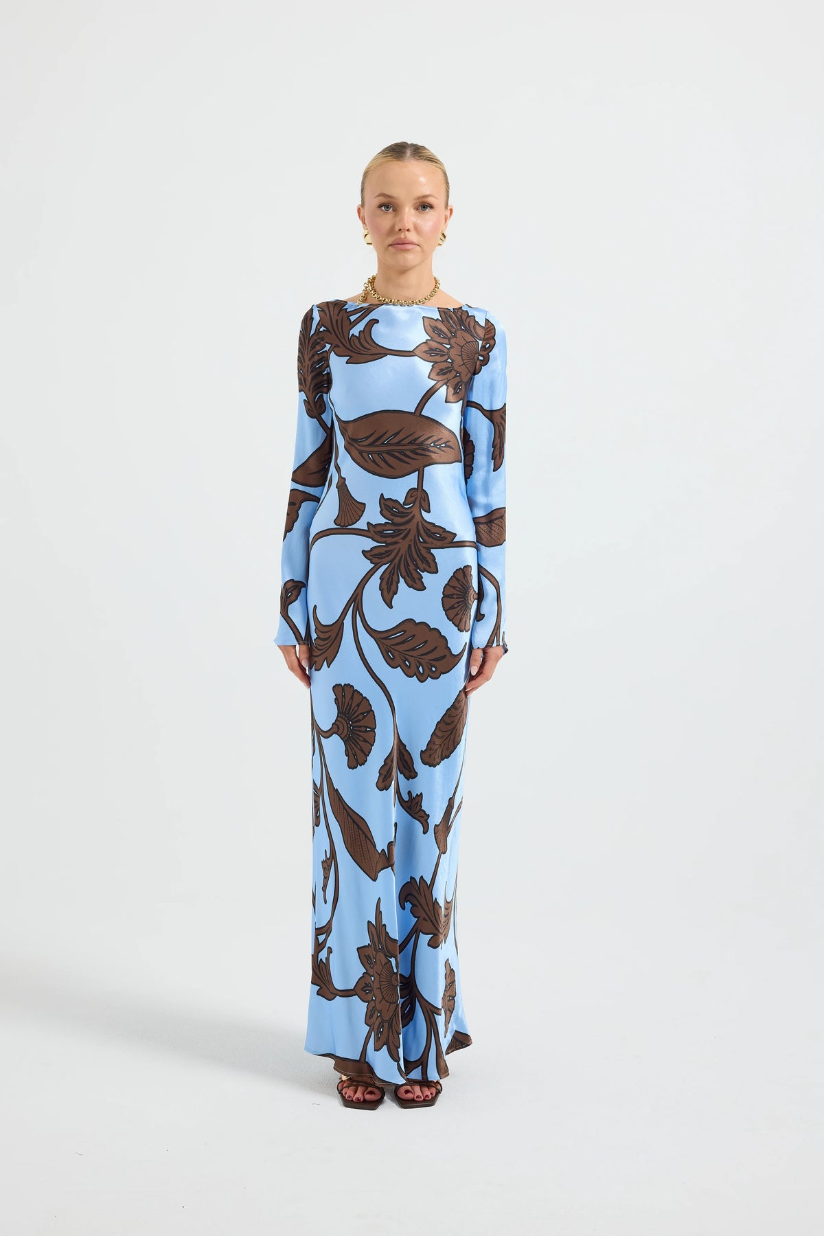 Pasduchas Luca Sleeve Midi Dress - Blue Floral