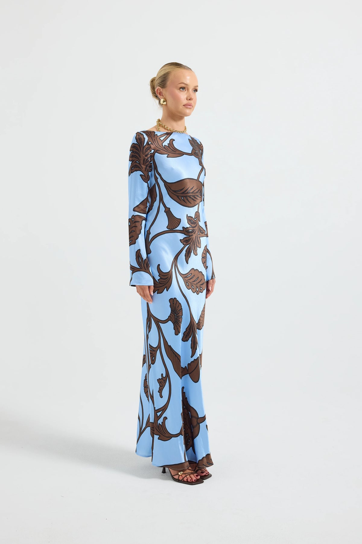 Pasduchas Luca Sleeve Midi Dress - Blue Floral