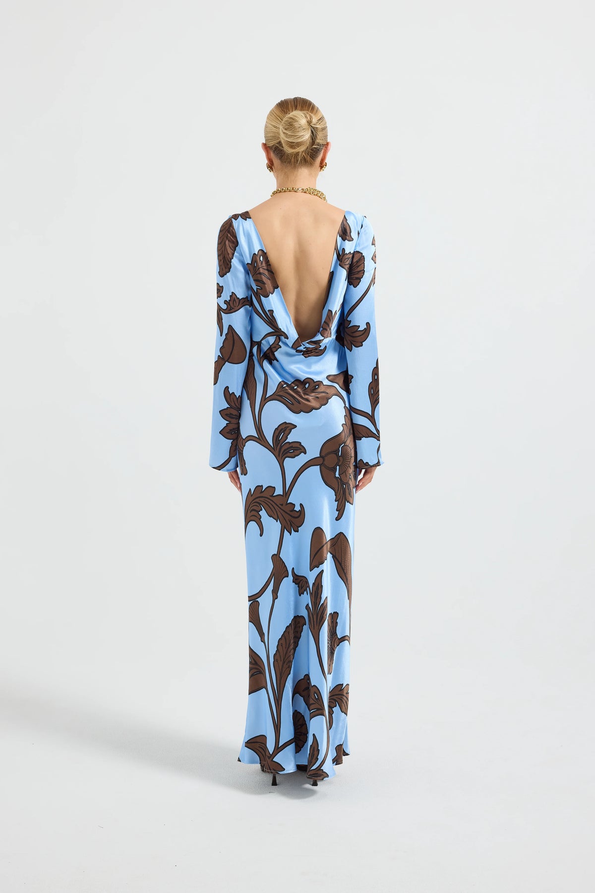 Pasduchas Luca Sleeve Midi Dress - Blue Floral
