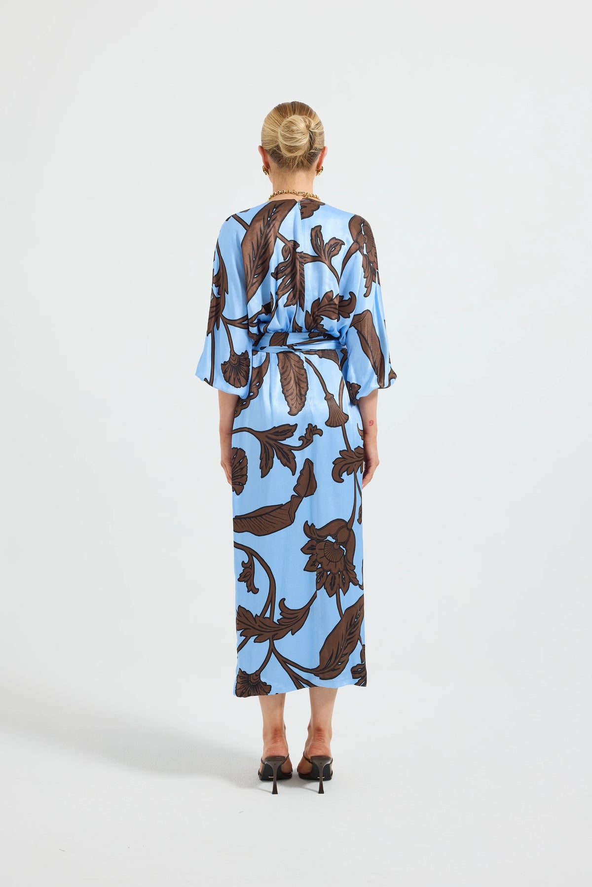 Pasduchas Luca Wrap Midi Dress - Blue Floral
