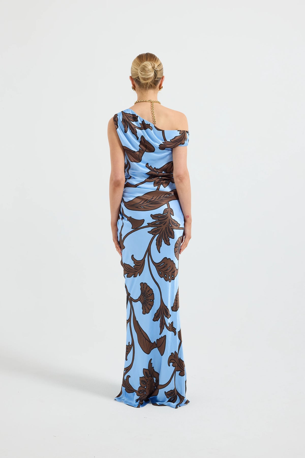 Pasduchas Luca Shoulder Maxi Dress - Blue Floral