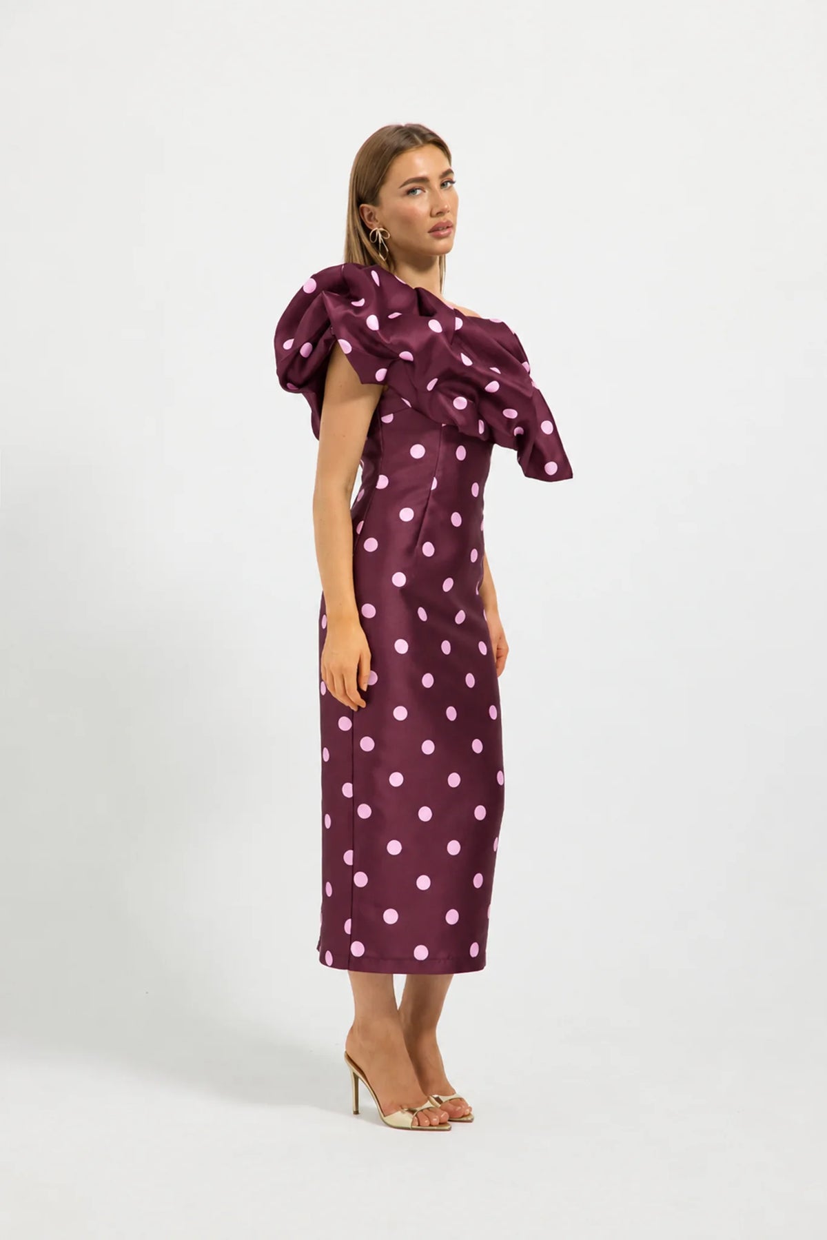 Pasduchas Dottie Asymmetric Midi Dress - Cherry/Pink