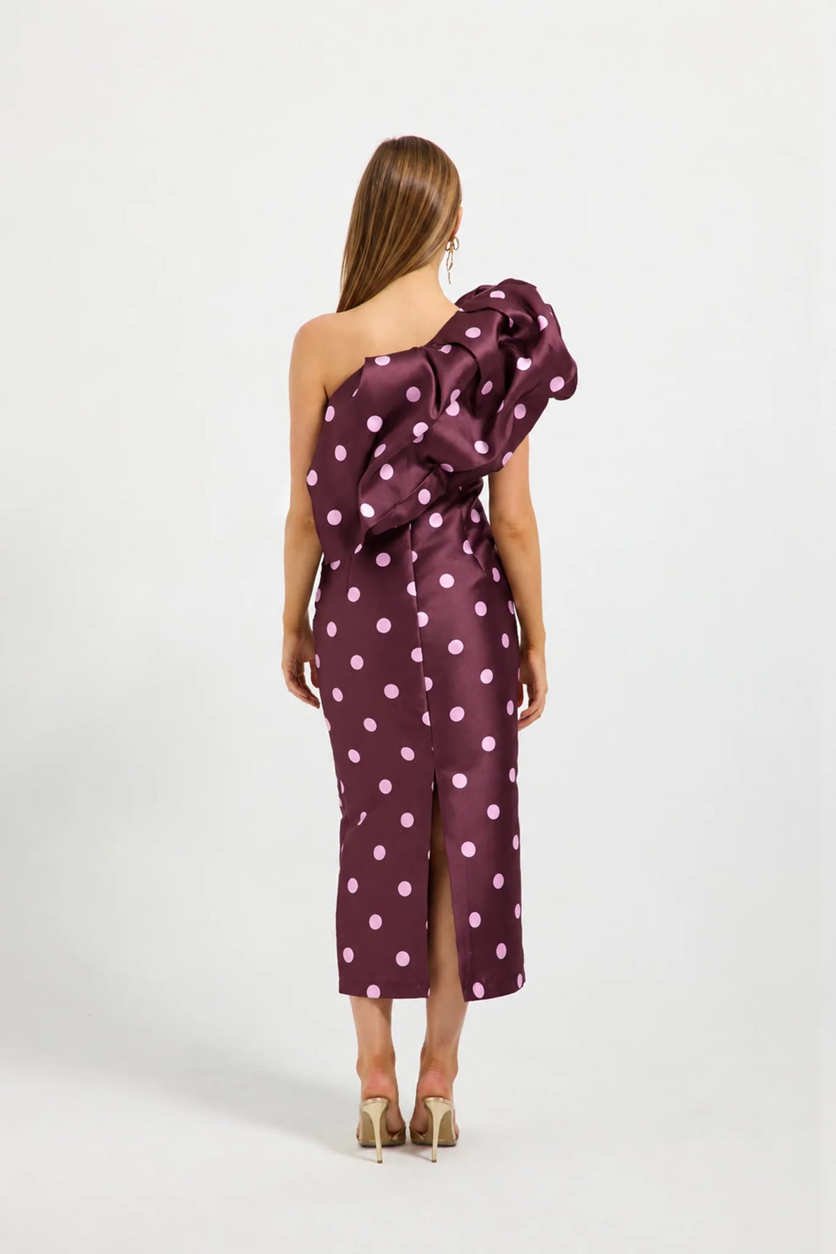Pasduchas Dottie Asymmetric Midi Dress - Cherry/Pink