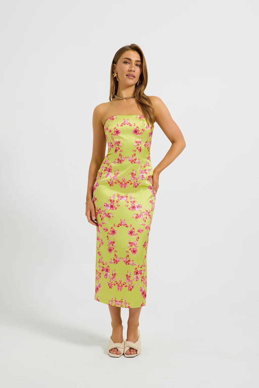 Pasduchas Jovie Fitted Midi Dress - Soda Floral