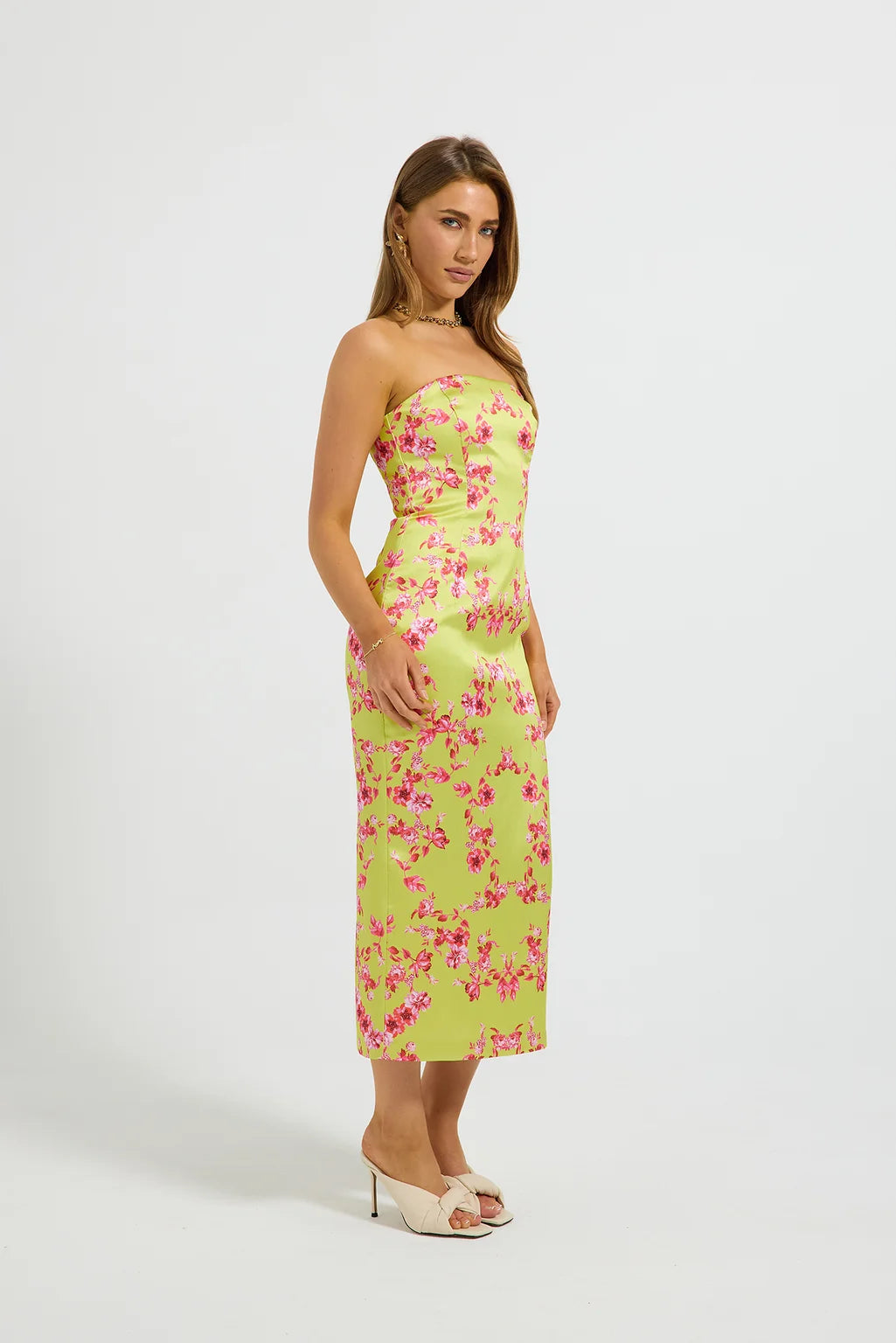 Pasduchas Jovie Fitted Midi Dress - Soda Floral