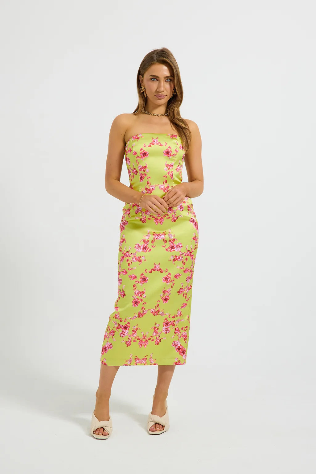 Pasduchas Jovie Fitted Midi Dress - Soda Floral