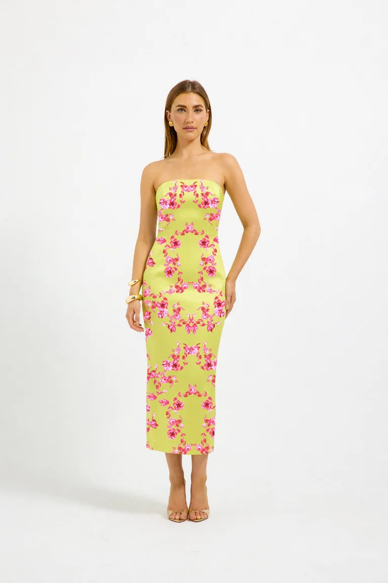Pasduchas Jovie Fitted Midi Dress - Soda Floral