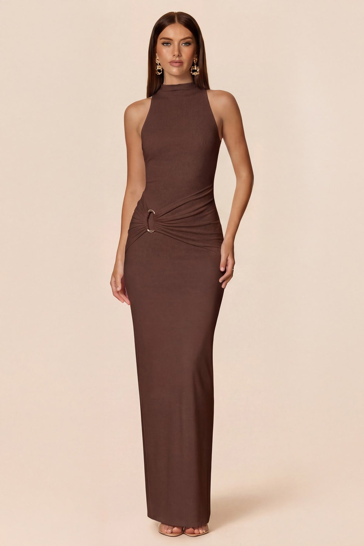 Nookie Petra High Neck Maxi Dress - Cocoa