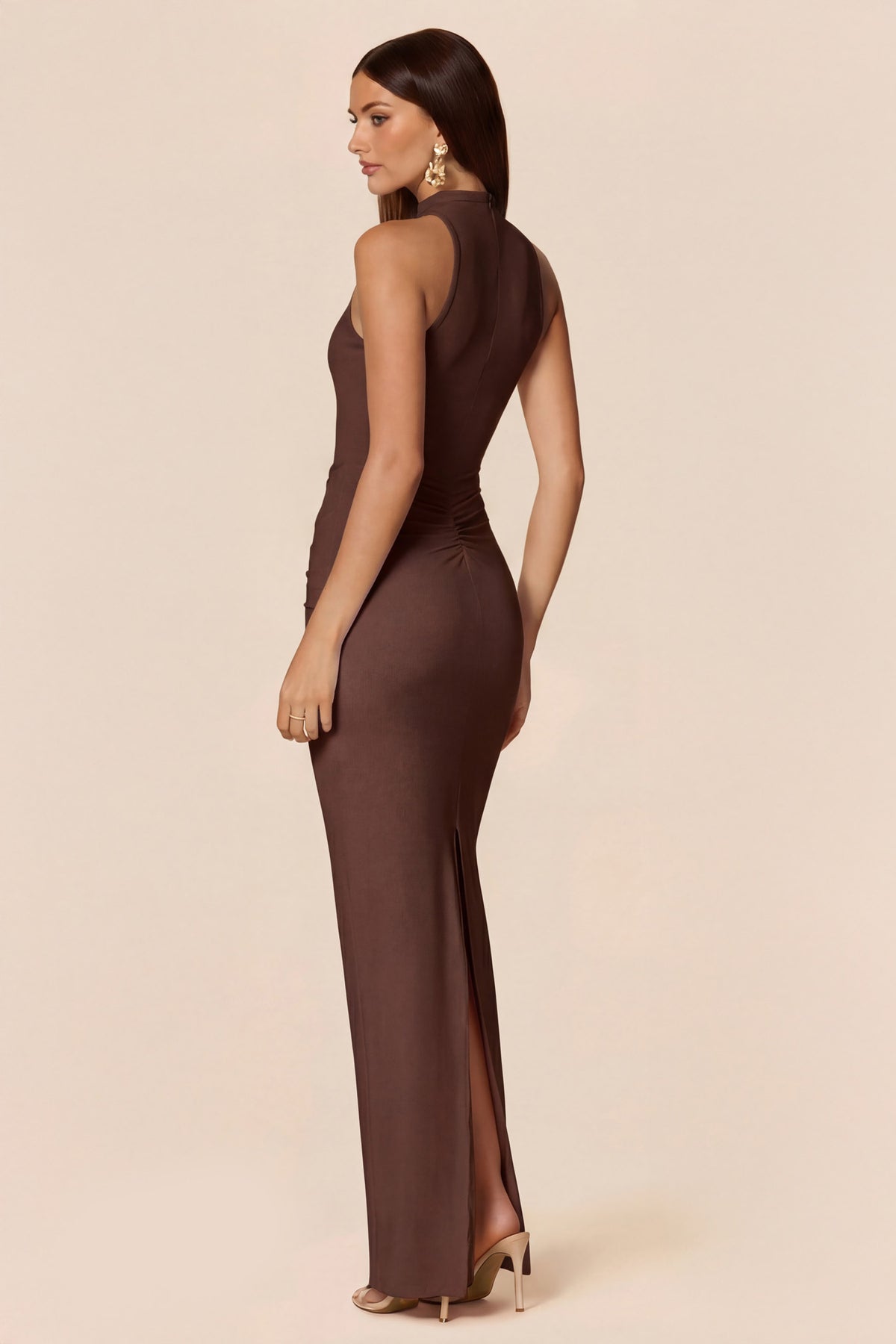 Nookie Petra High Neck Maxi Dress - Cocoa