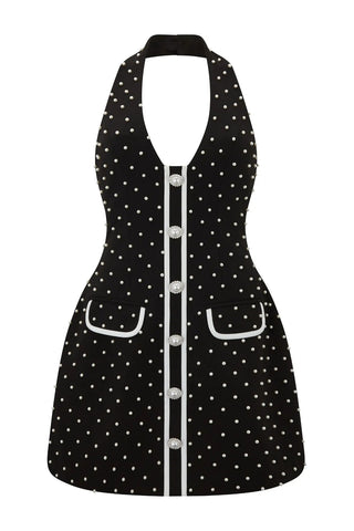 Odd Muse The Ultimate Muse Pearl Polka Dot Mini Dress - Black